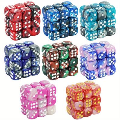 12mm D6 Akrilik Zarlar Mini 6 Yüzlü İki Renkli Küp Yuvarlak Köşeli Oyun Zarı Kulüp Parti DND RPG Masa Oyunu Bar Masa Aksesuarları İçin