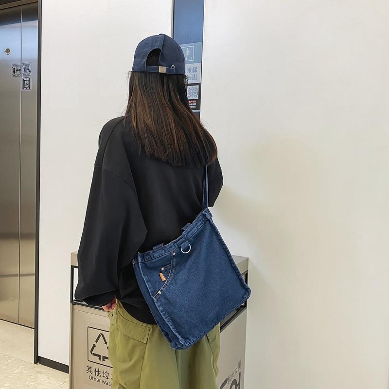 Denim Crossbody Bag Women's Large Capacity Messenger Bag Student Shoulder Tote Bag