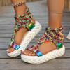 Fashion Women's Fashion Round Head Knitted Cover Foot Soft Sole Anti-slip Wear-resistant Flat Shoes Summer Platform Sandals