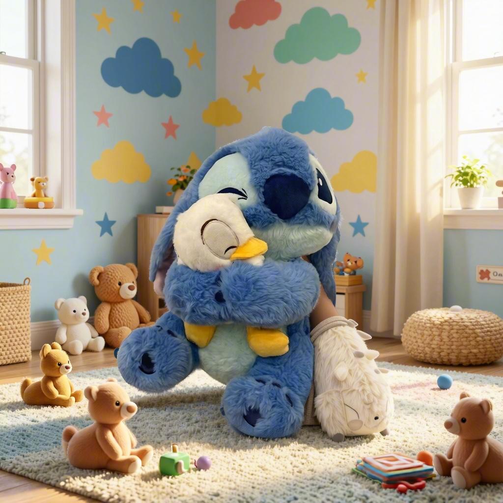 2026  Stitch Duck Hug Plush Doll, Cute Cartoon Fluffy Stuffed Toy, Lovely Birthday Holiday Gift for Kids Girls