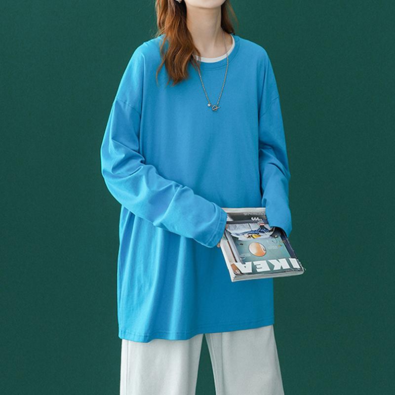 Spring Autumn Couple Long Sleeve T-Shirt Women Basic Tee Shirt Oversize T Shirt Man Casual O-neck Women T-Shirt