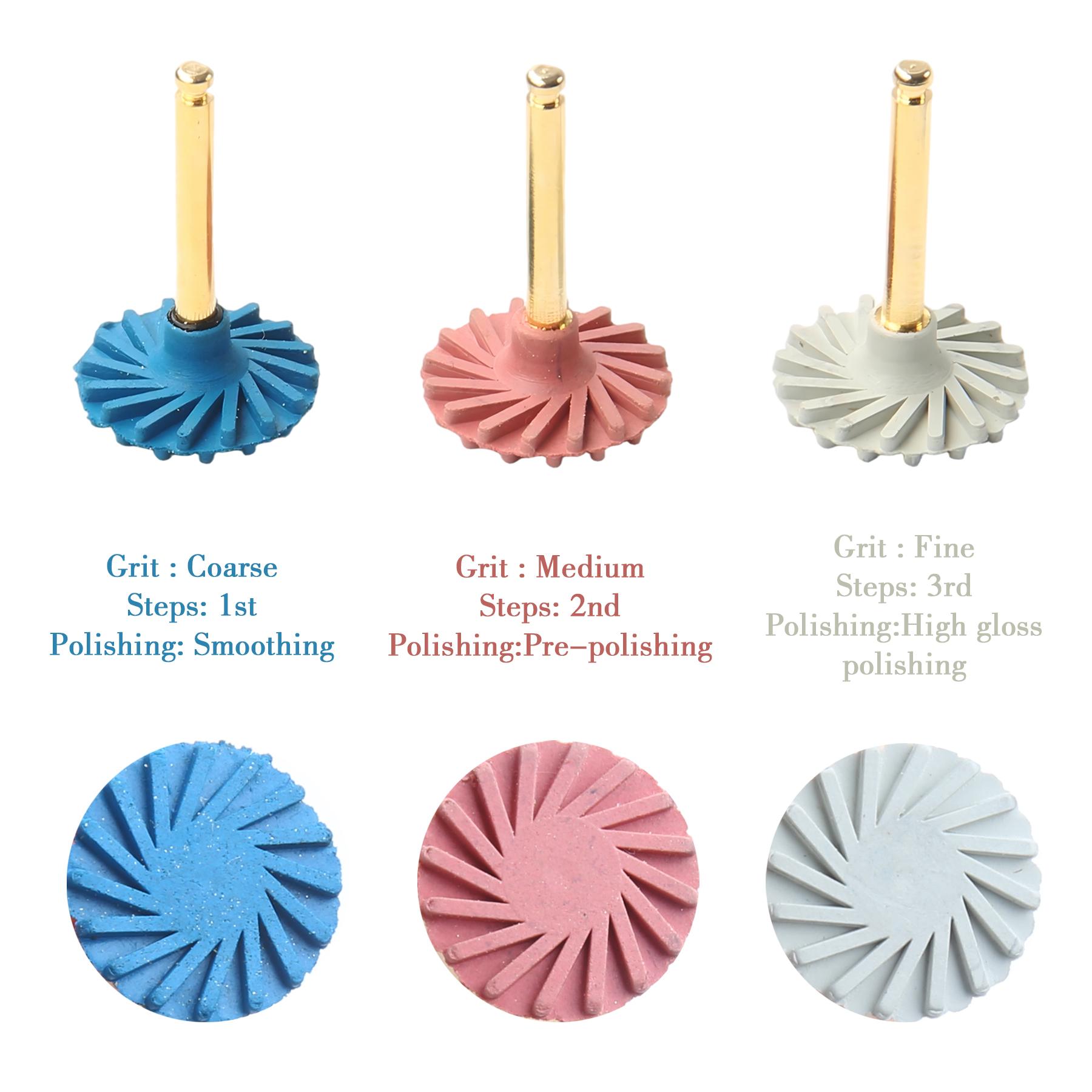 

6Pcs/Set Dental Rubber Polisher Composite Resin Polishing Discs Diamond System Burs RA Dentistry Polish Wheel Spiral Flex Tools golden set