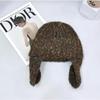 New snowflake point flanged wool hat women's autumn and winter warm knitted hat vertical strip bag head cold hat tide