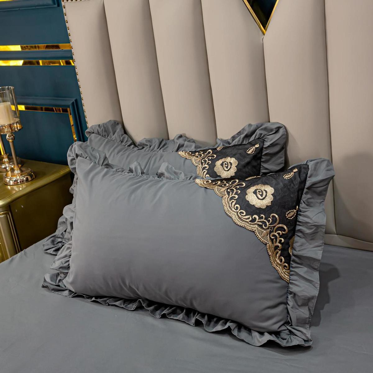 

Наволочка для свадебной спальни, наволочка для подушки, роскошное кружево, лето, дышащее, простое, мягкое, удобное, уютное, для пар, вышивка 48x74 см 48x74cm