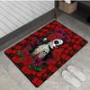 Gothic Skull Rose Girl Mat - Halloween Non-Slip Rug for Living Room, Bedroom & Kitchen, Machine Washable Home Decor Carpet