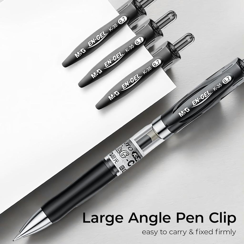 M&G Gel Pens, 0.7mm Black Gel Pens Medium Point, 36 PCS Retractable Gel Ink Rollerball Pens, Gel Ink Pens with Premium Ink & Comfort Grip for Smooth
