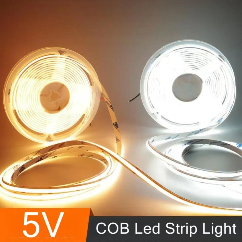 DC5V COB LED Strip Light with USB power supply 320LEDs/m high-density flexible lighting 3000K/4000K/6000K indoor Light Strip Tv Backlight