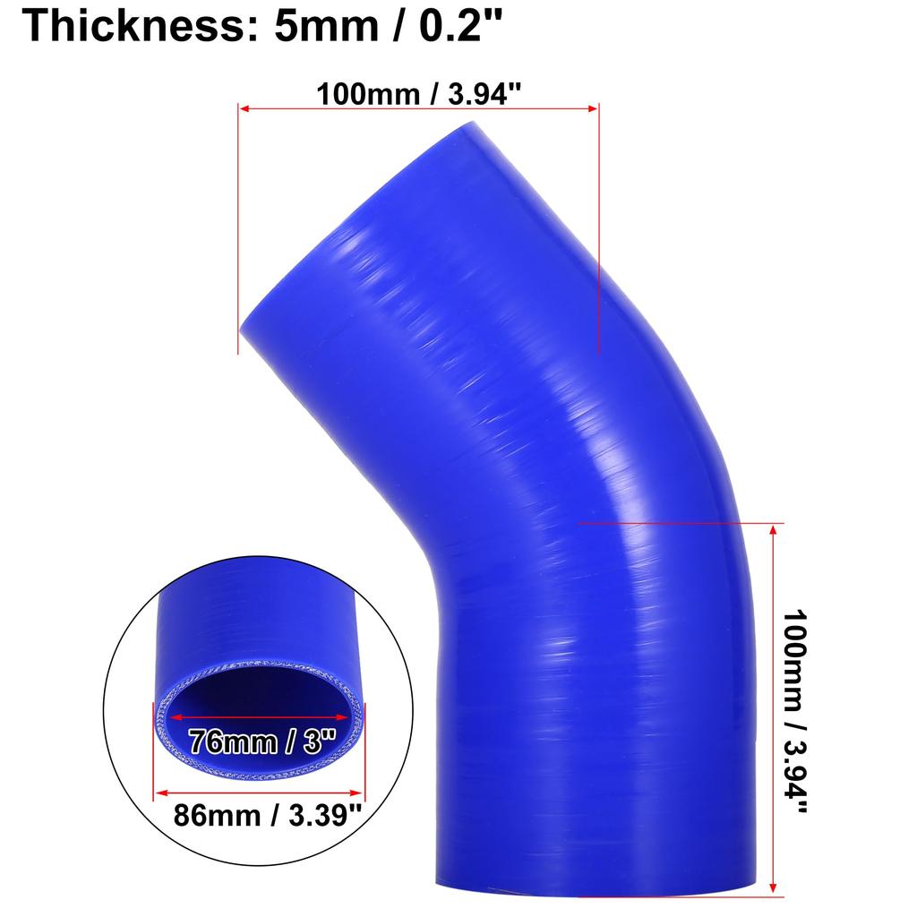 X AUTOHAUX Silicone Hose, Silicone Pipe, Radiator Hose, Inner Diameter 3.0 Inches (76 Mm),
