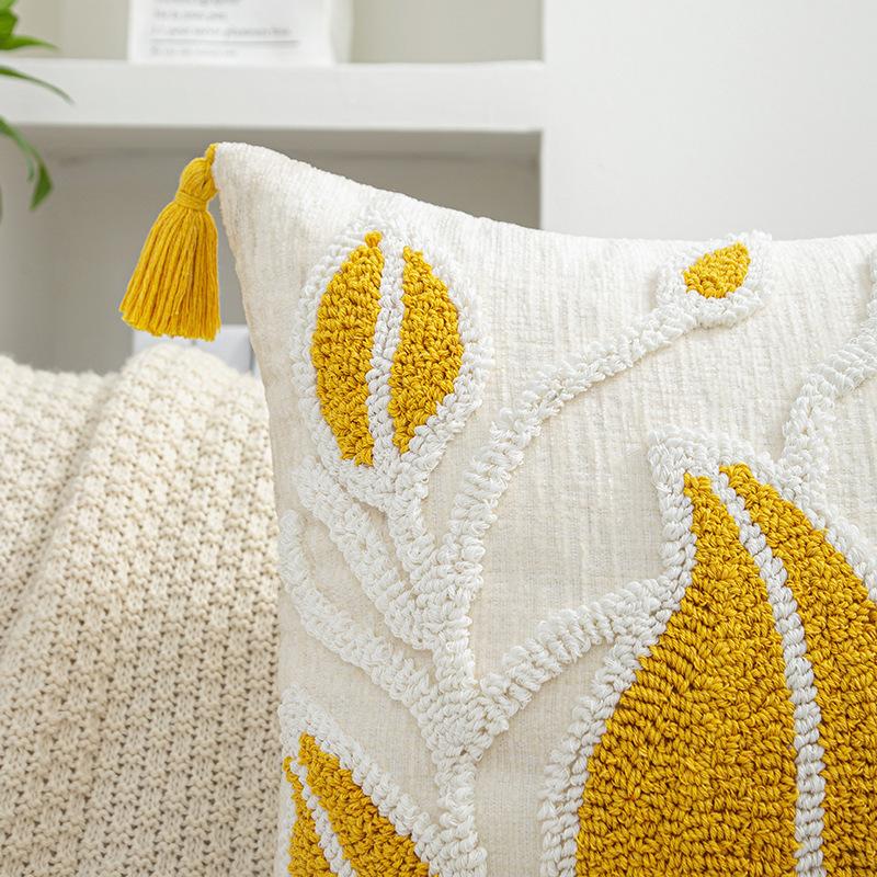 Nordic Bohemian Velvet Embroidered Cushion Cover Moroccan Wind Leaf Sofa Pillow Case Soft Home Decor Free Shipping