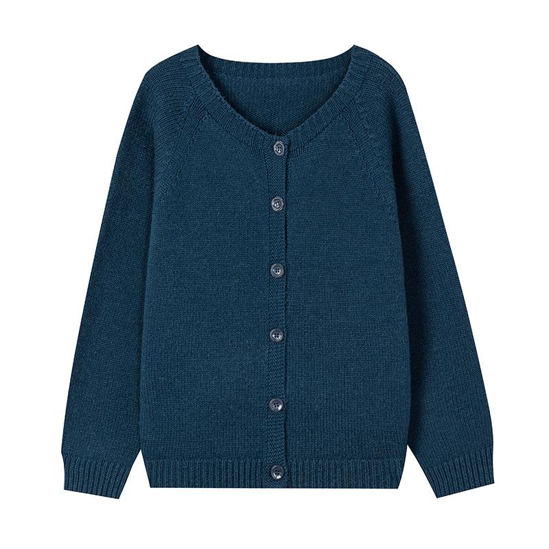 

Женский бесшовный кардиган с круглым вырезом из 100% шерсти — однотонный, с длинным рукавом, утолщенный, для осени и зимы. Large павлин голубой