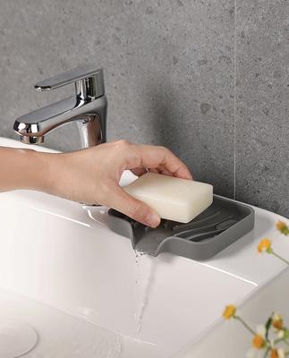 Silicone Soap Dish Drain Soap Holder For Kitchen Bathroom Anti-Slip Soap Dish Sink Soap Tray FreePunch Drain Rack Soap Container