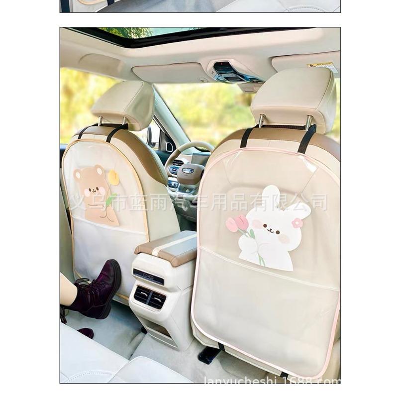 Cartoon Tulip Pattern Multifunctional Car Seat Back Anti Kick Protection Mat
