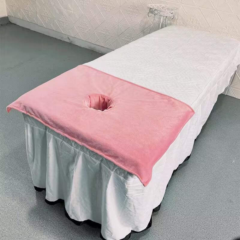 50*80cm Thickened Beauty SPA Massage Table Planking Face Towel with Hole Bed Bandana