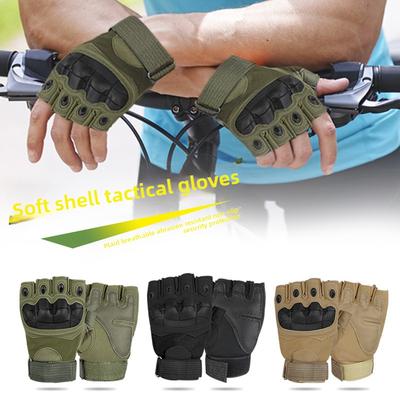 Softshell Taktische Handschuhe Halbfinger Verschleißfest Rutschfest Panzerung Outdoor Kampf Fitness Radfahren Sport Halbfingerhandschuhe