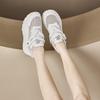 Leather small size casual shoes for women, thick-soled inner height-increasing dad shoes for women, Velcro student white shoes