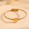 Retro Personality Evil Eye Micro Inlay Zircon Double Heart Bangles for Women Gold Color Stainless Steel Twist Bracelet Jewelry