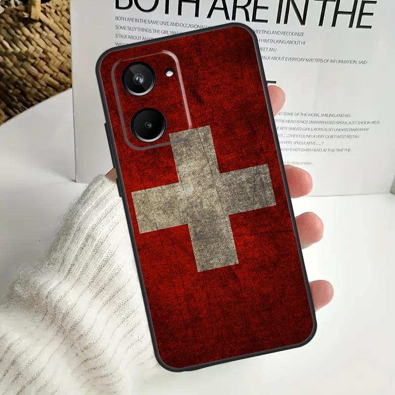 Switzerland Swiss Flag For Realme GT Neo 5 GT5 9 10 11 12 Pro Plus C30 C31 C33 C35 C25s C21Y C51 C55 C67 C53 Case