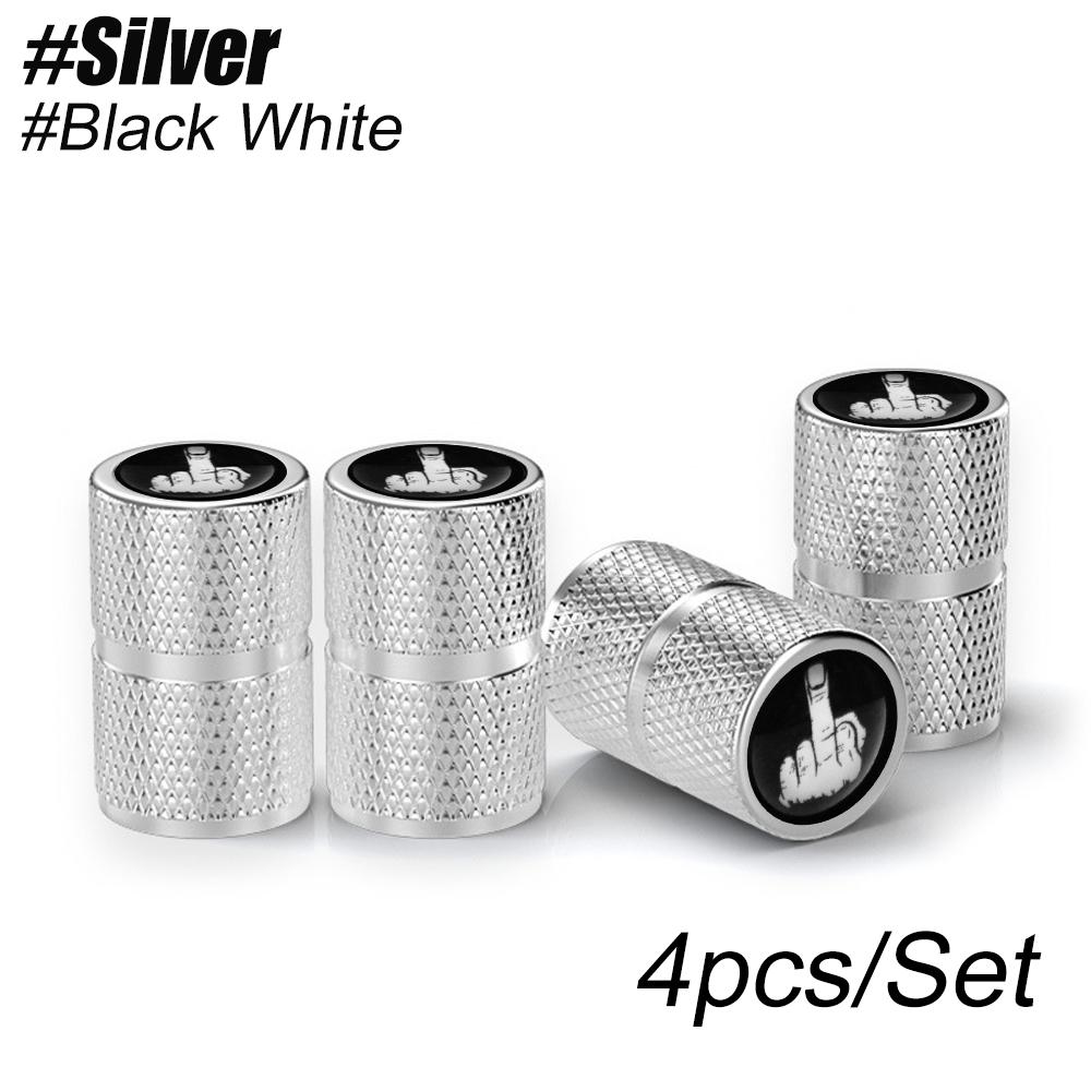 4Pcs Aluminum Tire Valve Caps with Middle Finger Shape Stem Covers for Cars, Trucks, Bikes, Motorcycles, Bicycles, Accessories