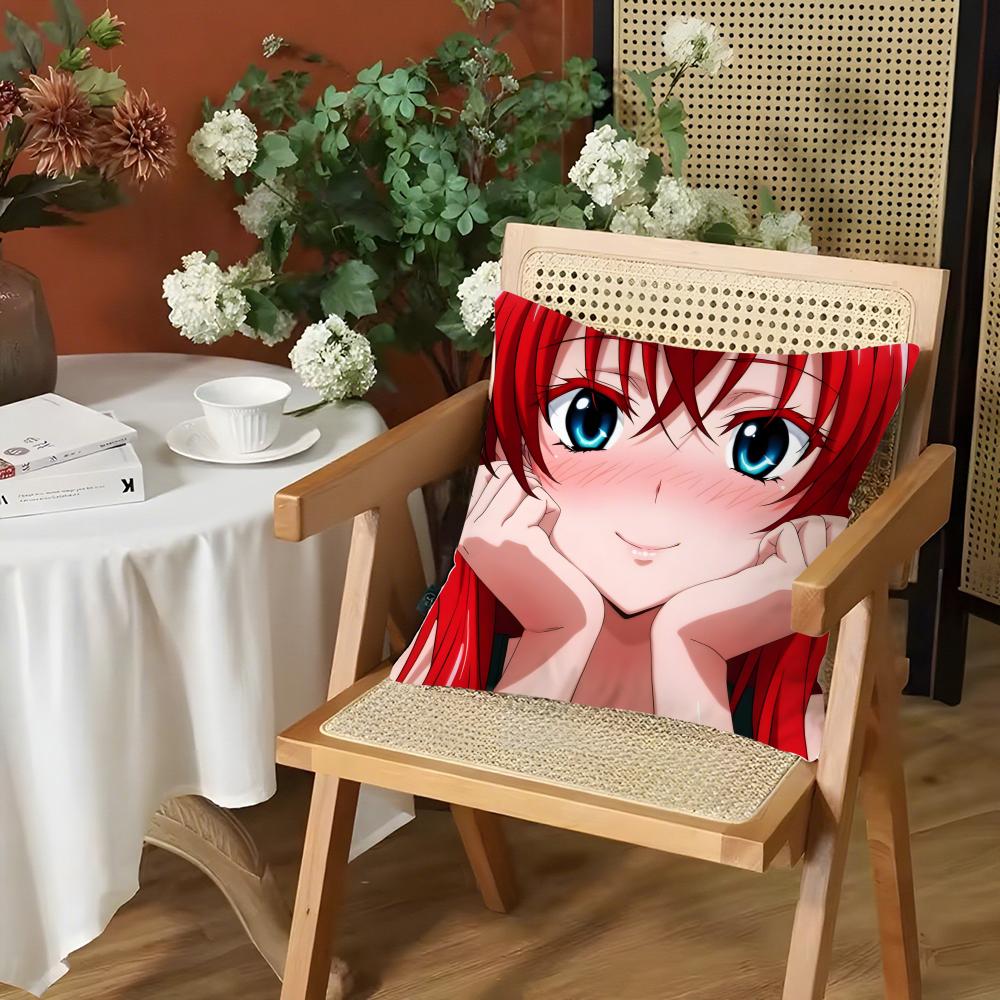 Anime SSchool DxD Cushion Cover Silky Short Plush Invisible Zipper Dustproof Sofa Pillow Case for Home Decor