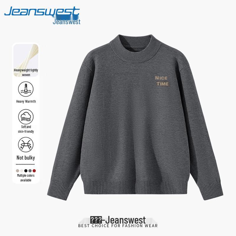 Jeanswest Men s Simple Letter Print Fleece Pullover Sweater XL