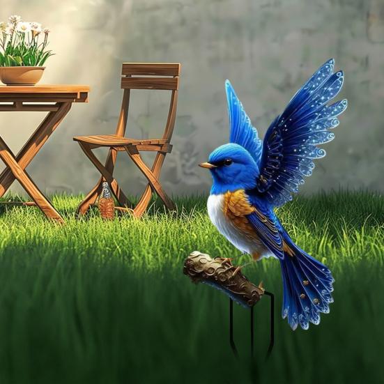 Vogel-Gartendeko-Stab, Acryl, 2D, flache Vogeldekoration, Hofkunst, wetterfester Vogelstab für Rasenflächen und Terrassen im Freien