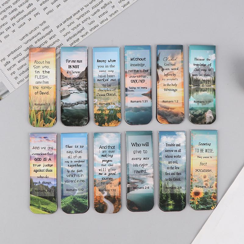 12Pcs Aesthetic Motivational Bible Quotes Paper Bookmarks Diy Students Readers Page Markers Library Office Page Marking