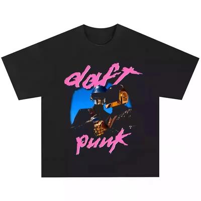 Camiseta Daft Punk Masculina Feminina Algodão Camisetas Manga Curta Retrô Daft Punk Banda Estampa Camiseta Masculina Hip Hop Streetwear Top Oversized