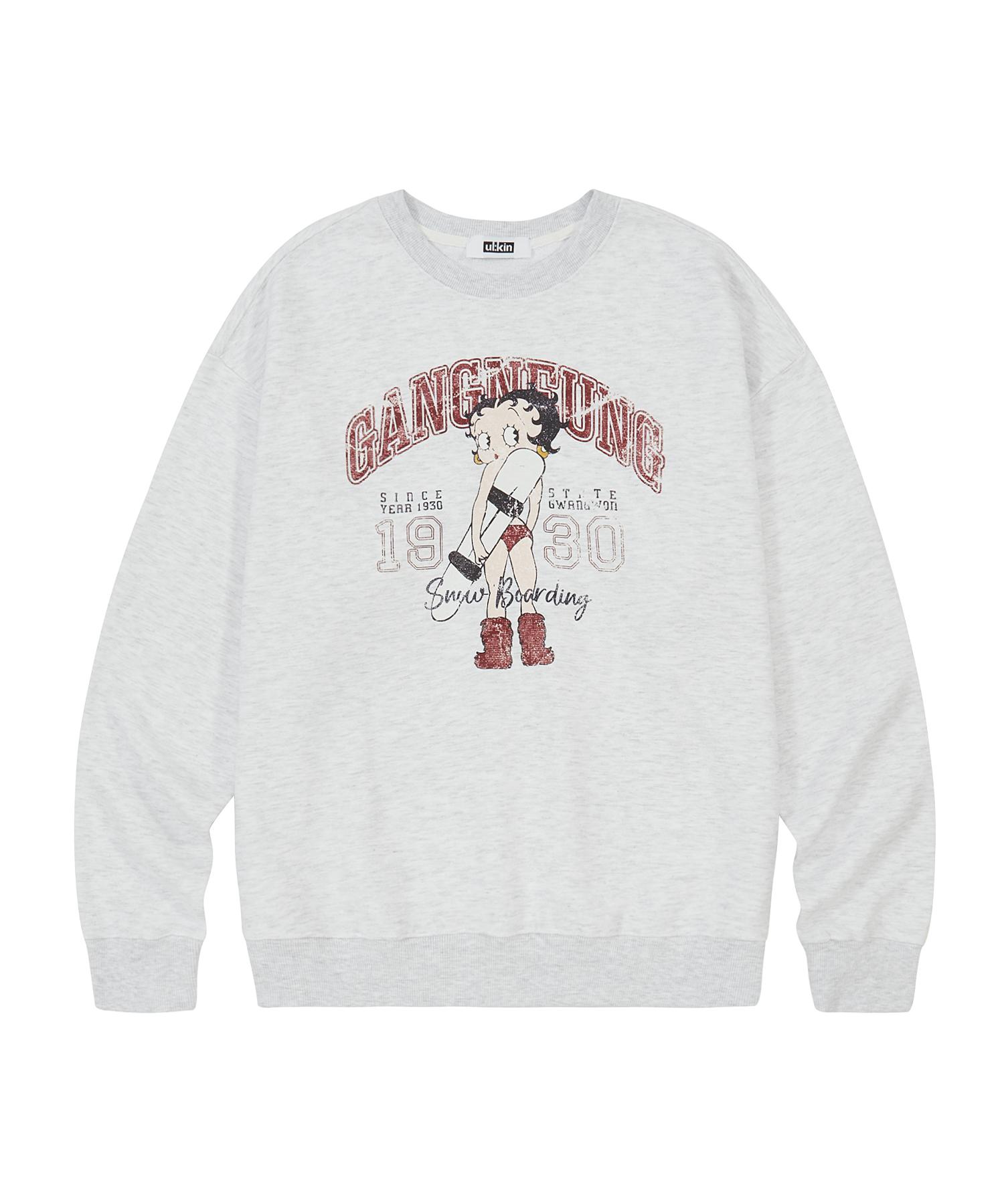 Худи с принтом Улкин X Бетти Буп Gangneung Surfing_Светло-серый Light Grey/2