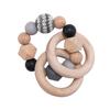Baby Toys 1Pc Wooden Rattle Ring Teething Nursing Bracelets Bpa Free Silicone Bead Music Rattle Hanger Newborn Educational Toys