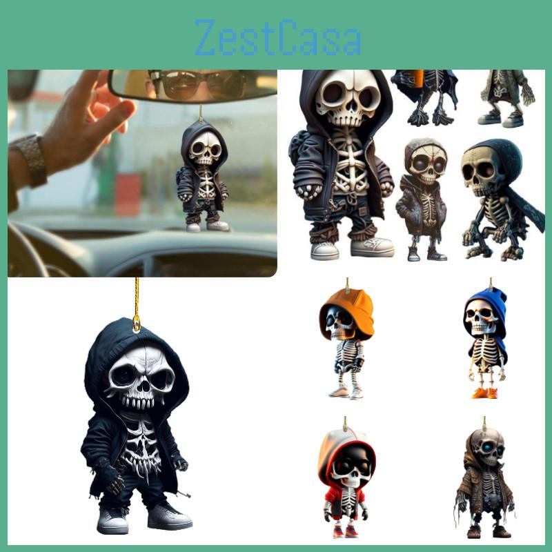 Cartoon Skull Acrylic Car Hanging Decor Halloween Tree Decoration For Home Colors)