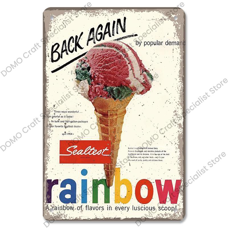 Summer Dessert Poster Vintage Metal Sign Ice Cream Cone Charlotte Metal Tin Plate Wall Decor for Cafe Shop Kitchen Living Room