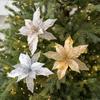 22CM New Christmas Tree Decoration Gold Champagne Sequins Handmade Tulle Christmas Flower Vine Wreath Accessories christmas tree