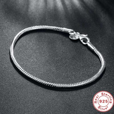 Suyixian 925 Silber Schlangenkettenarmband 8 Zoll Für Damen Hochzeits-Verlobungsfeier Schmuck
