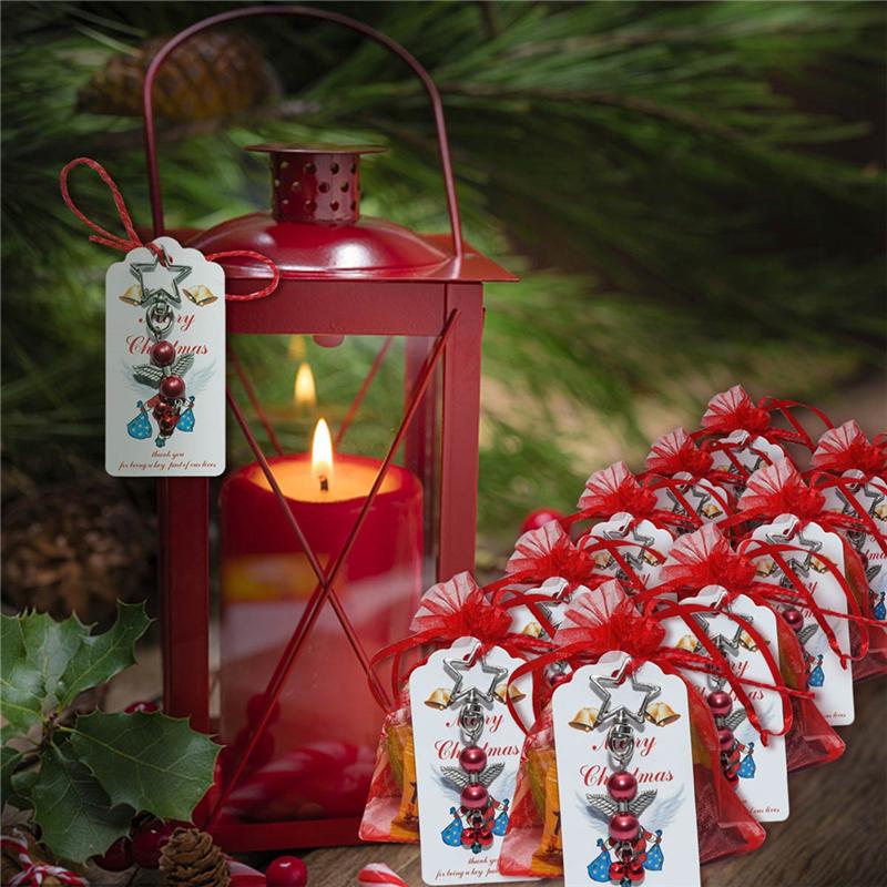 20/40ks Angel Star Spona Přívěsek Vánoční Dárková taška Santa Tag Karta Klíčenka Ornamenty Dekor