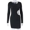 Summer Women High Waist Hollow Party Dresses for Women Fashion Metal Chain Splicing New Slim Fit Black Sexy Evening Dress Casual Short Dress 2536