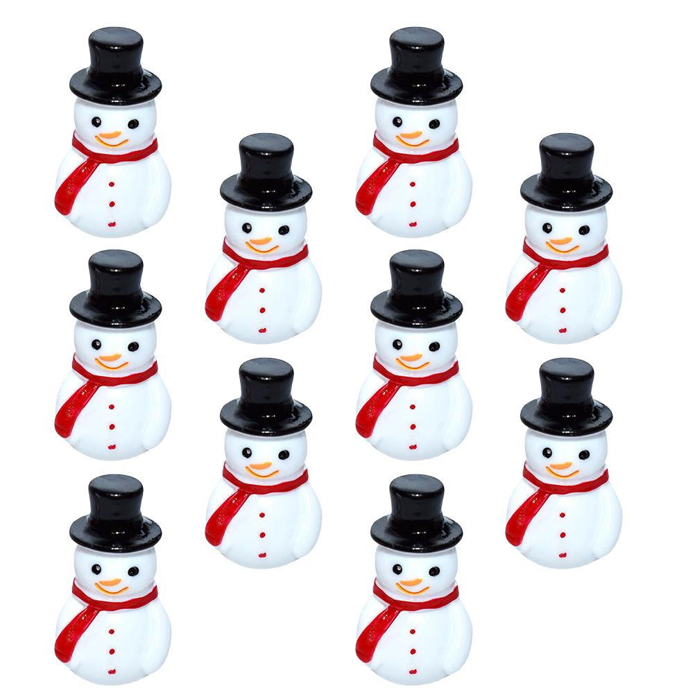 10 Pcs Mini Snowman Santa Outdoor Christmas Decor Miniature Decorations Ornament Micro Landscape Small