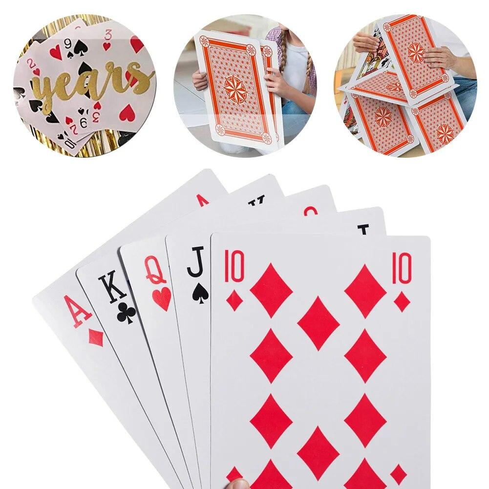 4/5/6 volte Super Big Giant Jumbo Playing Cards Mazzo completo Enorme Standard Print Novità Poker Index Carte da gioco Giochi divertenti