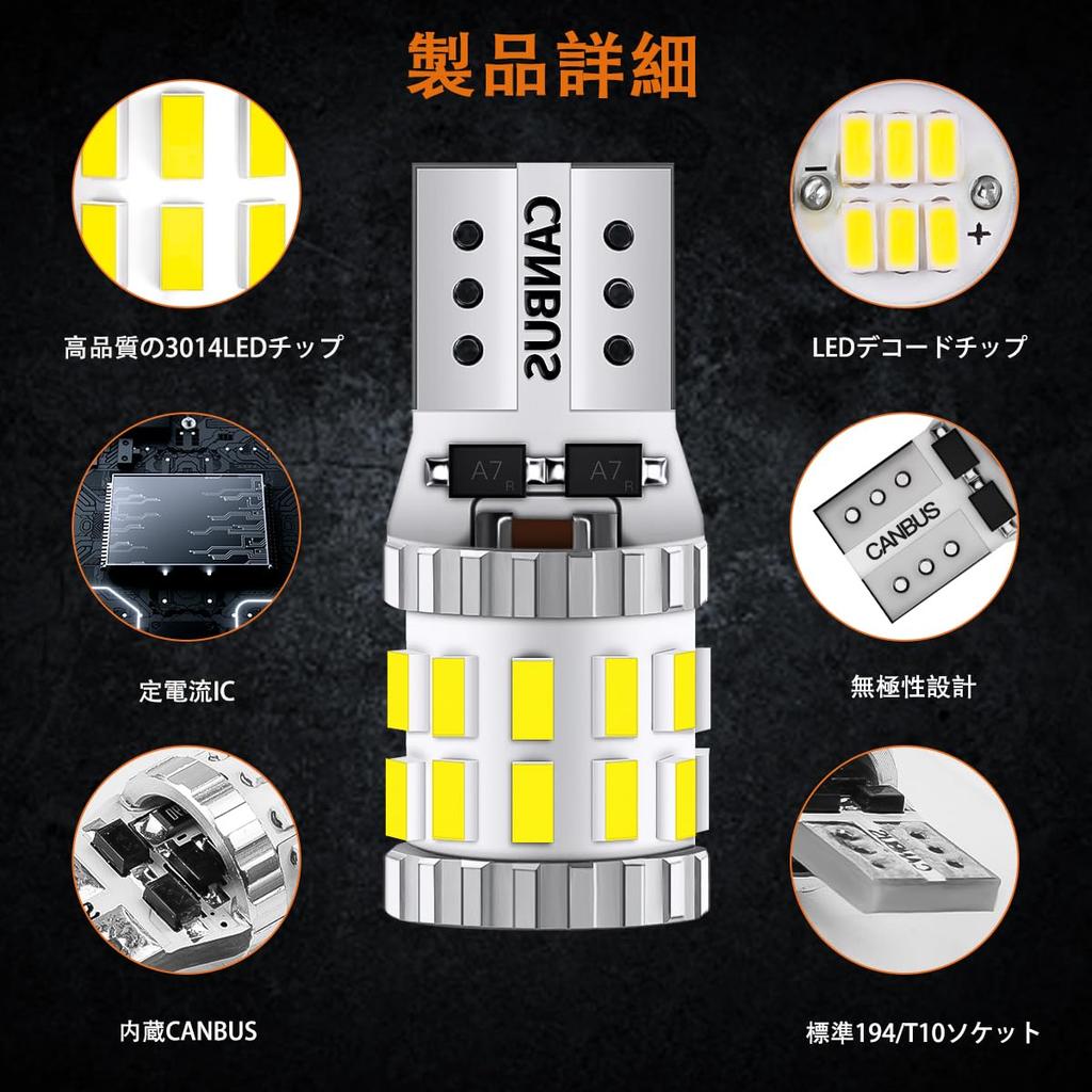 BLIAUTO Car T10 LED White Explosive 30 SMD Position Lamp DC12V-24V 6500K with Built-in