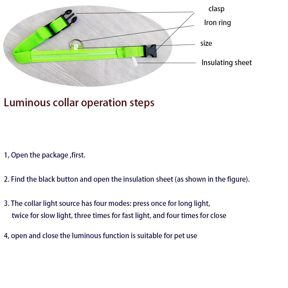 Nylon LED Night Safety Flashing Glow In The Dark Dog Leash Dogs Luminous Fluorescent Pet Dog Collar USB Charginh