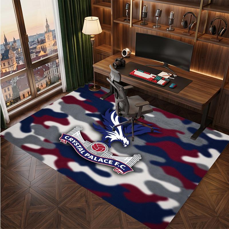 Tappeto in Velluto di Cristallo con Stampa del Crystal Palace Football, Comodo Assorbente d'Acqua Antiscivolo Tappeto per Pavimenti Interni