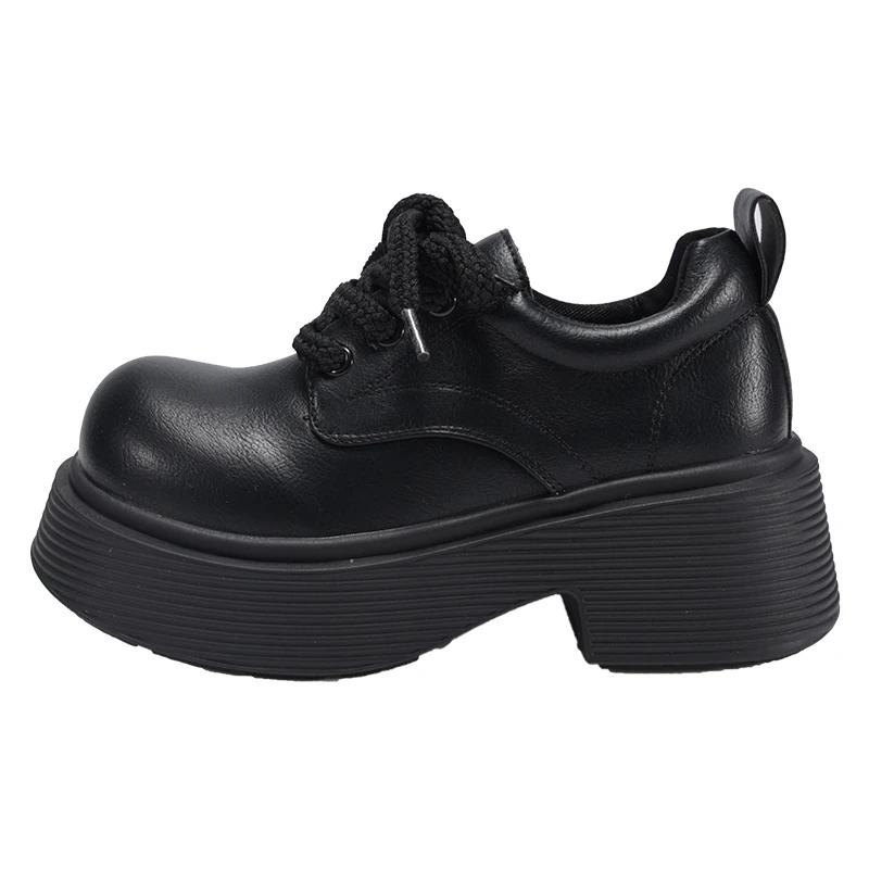 Fashion Women's Thick Sole Single Shoes Autumn New Round Head Front Strap Thick Sole Anti-slip Wear-resistant Low-top Shoes