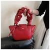 IELGY Ladies Shoulder Bag Pleated Portable Bow Portable Bucket Bag