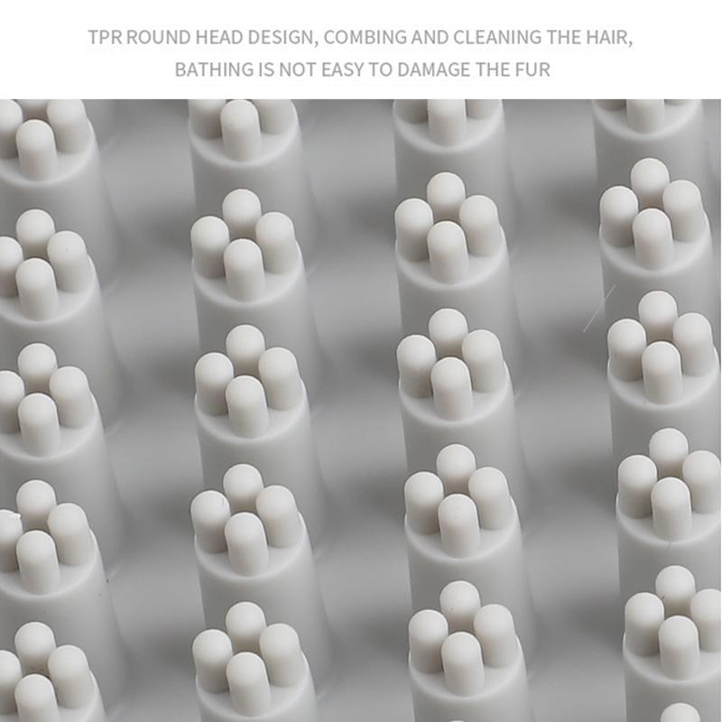 Peine de Aseo para Gatos Cepillo de Baño para Perros Aseo de Mascotas Muda Masaje Suave Cerdas de Goma Peine con Mango de Anillo Ajustable