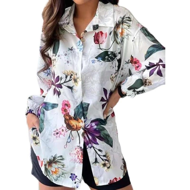 1116 European and American Fashion New EBAY Popular Long-sleeved Lapel Women's Shirt Women's Clothing