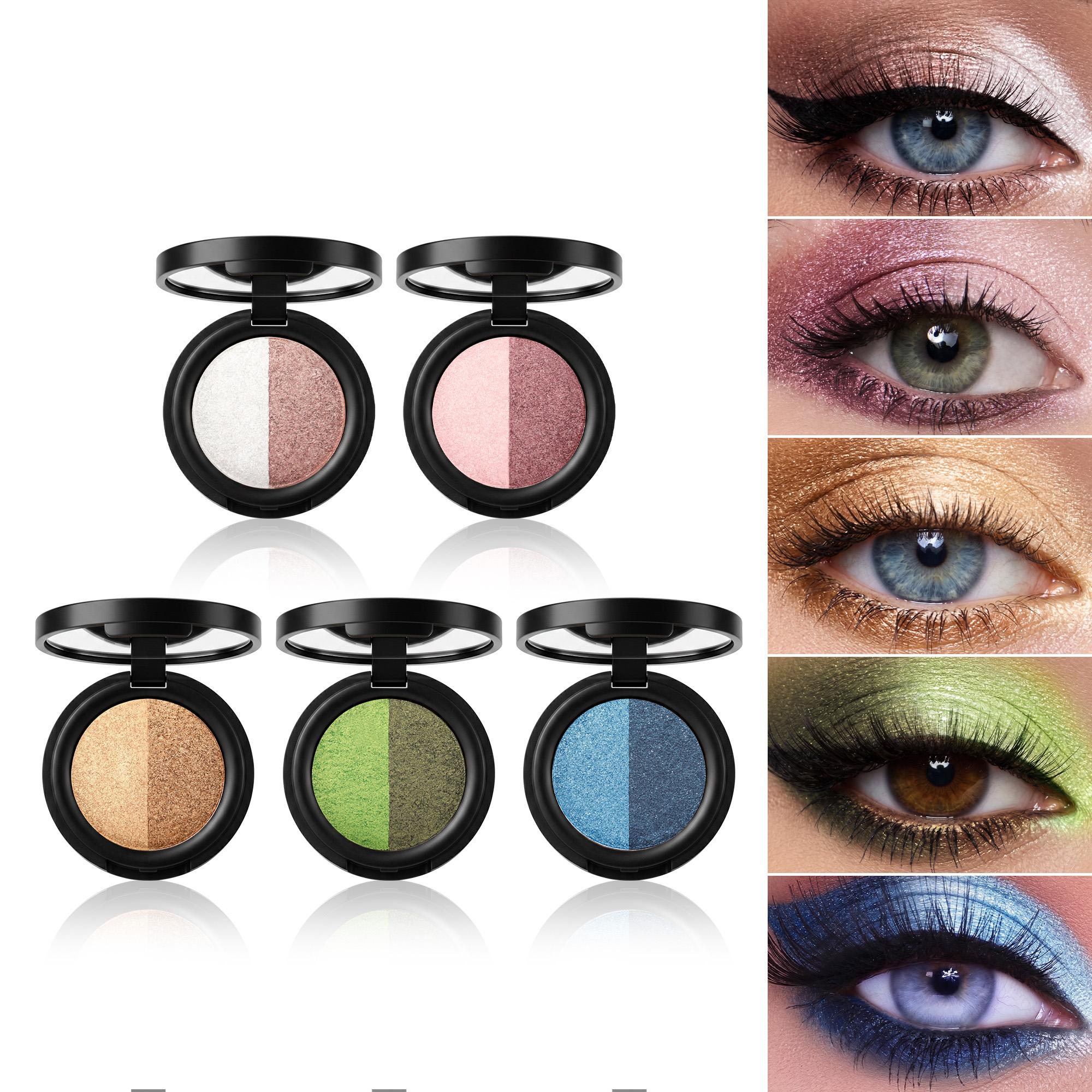 5PCS Dual-Color Eyeshadow Palette Set, Shimmer & Matte Eye Shadow Powder, Highly Pigmented Glitter Eye Makeup Kit, Long-Lasting Waterproof Eyeshadow 5pcs