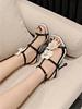 Fashion Eilyken Sexy Thin High Heels Square Toe Women Sandals Summer Flower Narrow Band Shoes Elegant Stripper Party Prom Pumps