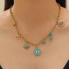 Vintage Stainless Steel Sunflower Multi Charm Necklace for Women Luxury High-End Collarbone Chain Beach Vacation Accessory Gift