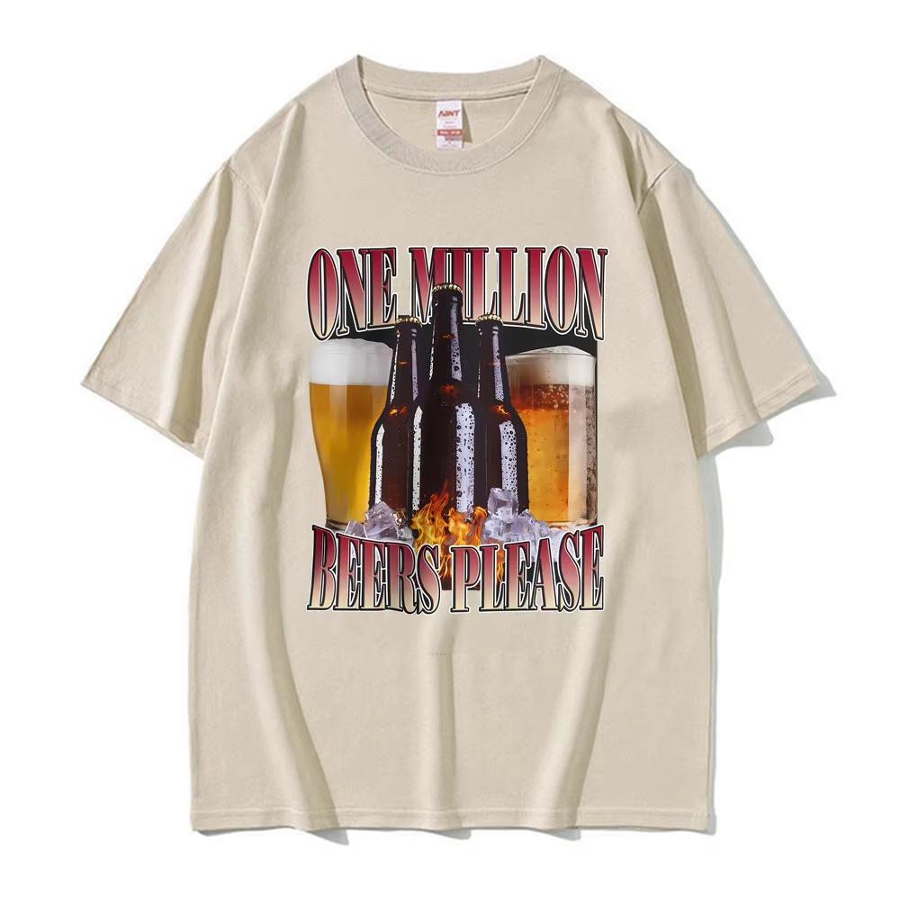 Bar Party Humor Funny Drinking Beer Please Graphic T-Shirt Men's Women High Street Pop Short Sleeve T Shirt Unisex Cotton TShirt