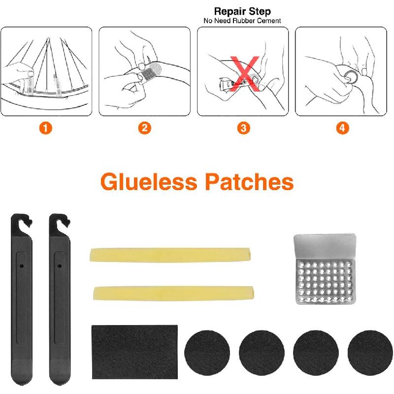 Fahrradreparaturtasche mit Reifenpumpe, Tragbares Werkzeugset für Campingreisen - Fahrrad Flicken ohne Kleber, Wartungsutensilien Alles in Einem Sicherheitsset