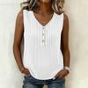 Women Sleeveless Pullover Top Loose Fit V Neck Button Detail Casual Summer Blouse Lightweight Breathable Fabric Comfortable Fit